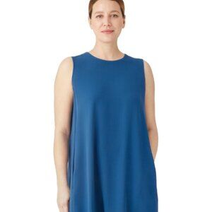 SilkRoad blue sleeveless linen midi dress one size